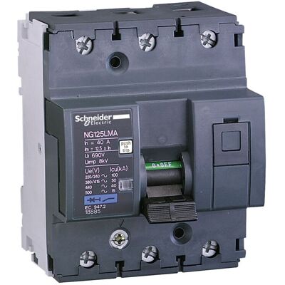 Schneider Electric - Schneider 18879 Acti9 NG125LMA - Motor Circuit Breaker - 4A - 3P - Magnetic Trip Schneider Electric - Schneider 18879 Acti9 NG125LMA - Motor Circuit Breaker - 4A - 3P - Magnetic Trip