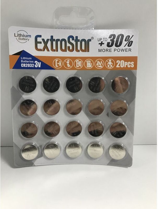 EXTRASTAR 3V CR2032 Lithium Batteries, Pack of 20