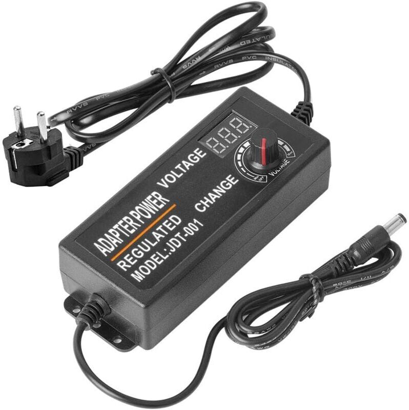 MEMKEY DC3-12V 5A 60W Adjustable Lighting Transformer with Adjustable Power Supply Switching Adapter with 5A Display Indicator Light Driver for LED Strip
