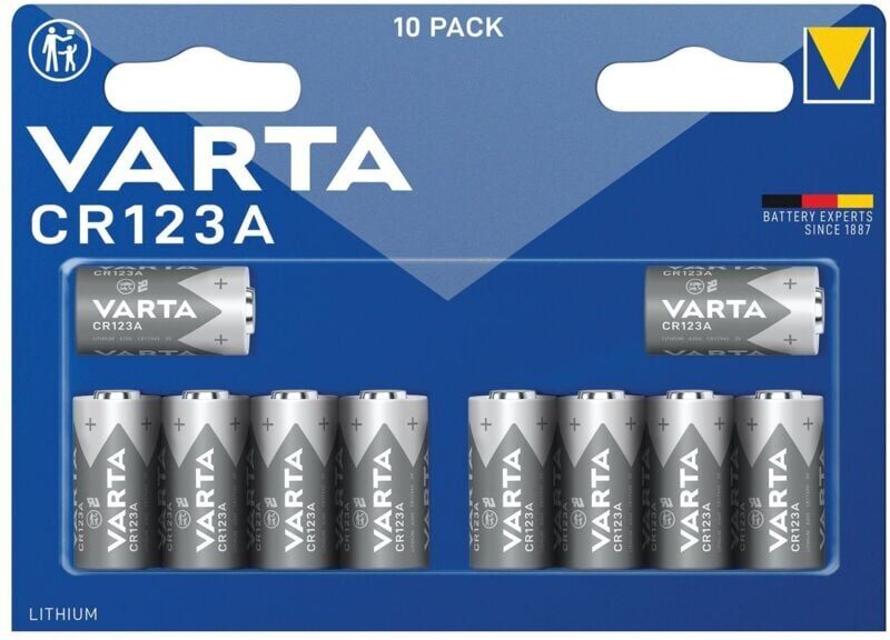 Varta Lithium Battery CR123A/CR17345 3V Cylindrical Pack of 10 - 6205301461