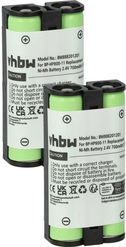Vhbw - 2x Battery compatible with Sony MDR-RF995RK, WH-RF400 Wireless Headset Headphones (700 mAh, 2.4 v, NiMH)