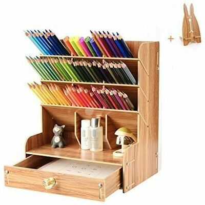Dewdat - Large Capacity Desktop Storage Box, Multifunctional Drawer Stationery Supplies Organizer Wooden Storage Drawers Pen Holder for Home School. Dewdat - Large Capacity Desktop Storage Box, Multifunctional Drawer Stationery Supplies Organizer Wooden Storage Drawers Pen Holder for Home School.