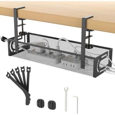 TEHTUY No-drill cable management tray for the office, cable tray with clips for desktop cable management, desktop cable management box for the office, home, TEHTUY No-drill cable management tray for the office, cable tray with clips for desktop cable management, desktop cable management box for the office, home,