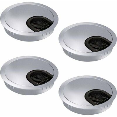 SNQ Set of 4 60mm cable grommets - Cable management - Desktop trunking with brush seal for office/desk/worktops - Metal SNQ Set of 4 60mm cable grommets - Cable management - Desktop trunking with brush seal for office/desk/worktops - Metal