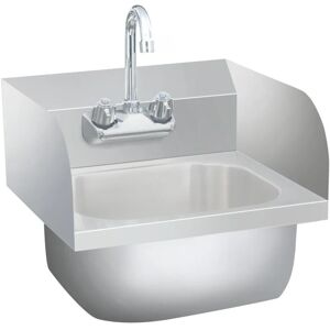 Commercial Hand Wash Sink with Faucet Stainless Steel Vidaxl Silver