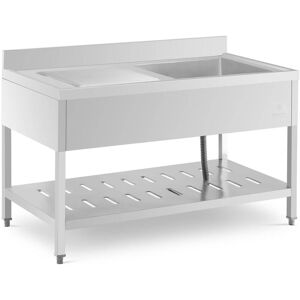 ROYAL CATERING Commercial sink Sink stainless steel sink Gastro sink with shelf 140 x 70 cm