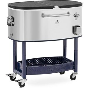 Royal Catering - Cool Box with Wheels Drain Tap Drinks Cool Thermobox 77 l Stainless Steel