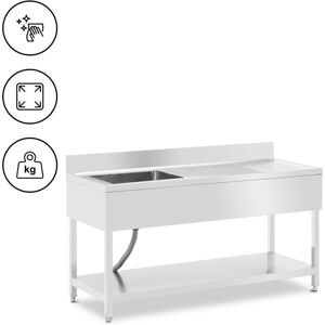 Sink Unit - 1 basin - stainless steel - 160 x 60 x 97 cm Royal Catering Stainless steel sink unit Stainless steel sink