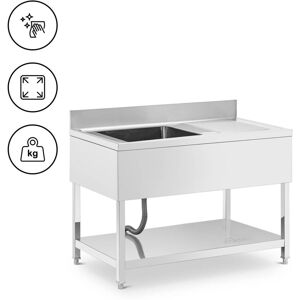 Sink Unit - 1 bowl - stainless steel - 120 x 70 x 97 cm Royal Catering Stainless steel sink unit Stainless steel sink