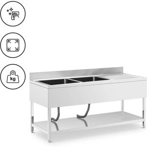 Royal Catering - Sink Unit - 2 basins - stainless steel - 180 x 70 x 97 cm Stainless steel sink unit Stainless steel sink