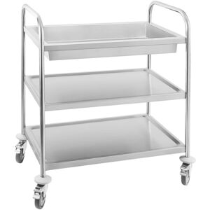 Royal Catering - Stainless Steel Serving Cart Two Shelves Storage Area Anti Shock Design Mobile