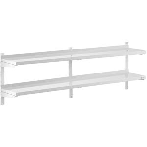 Royal Catering - Stainless Steel Wall Shelf Kitchen Shelf Commercial Kitchen 2 Shelves 30x200cm