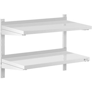 ROYAL CATERING Stainless Steel Wall Shelf Kitchen Shelf Commercial Kitchen 2 Shelves 40x80cm