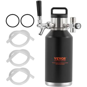 VEVOR Beer Growler Tap System, 64Oz 1.89L Mini Keg, 304 Stainless Steel Pressurized Beer Growler, Keg Growler with Pressure Display, CO2 Regulator Faucet,