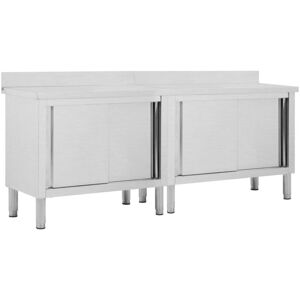 Work Tables with Sliding Doors 2pcs 200x50x(95-97)cm Stainless Steel Vidaxl