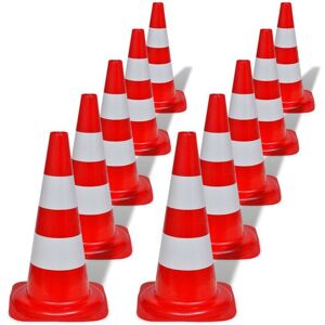 Sweiko - 10 Reflective Traffic Cones Red and White 50 cm VDTD04163