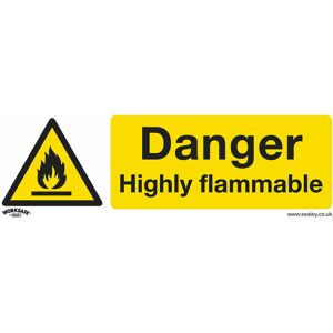 Loops - 10x danger highly flammable Safety Sign - Rigid Plastic 300 x 100mm Warning