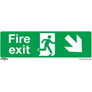 LOOPS 10x FIRE EXIT DOWN RIGHT Health & Safety Sign Self Adhesive 300 x 100mm Sticker