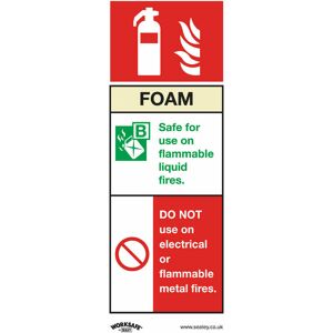 Loops - 10x foam fire extinguisher Safety Sign - Rigid Plastic 75 x 210mm Warning