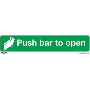 Loops - 10x push bar to open Health & Safety Sign - Rigid Plastic 300 x 70mm Warning