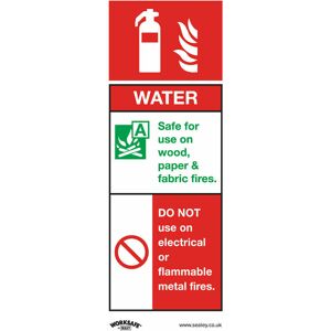 Loops - 10x water fire extinguisher Safety Sign - Rigid Plastic 75 x 210mm Warning