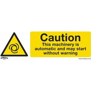 Loops - 1x caution automatic machinery Safety Sign - Rigid Plastic 300 x 100mm Warning