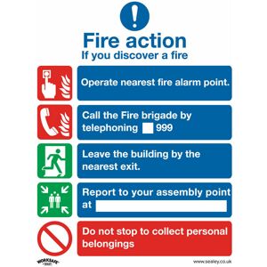 LOOPS 1x fire action no lift Health & Safety Sign - Rigid Plastic 200 x 250mm Warning