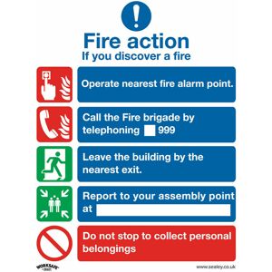 Loops - 1x fire action no lift Health & Safety Sign - Self Adhesive 200 x 250mm Sticker
