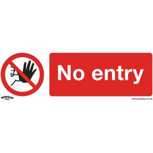 Loops - 1x no entry Health & Safety Sign - Rigid Plastic 300 x 100mm Warning Plate