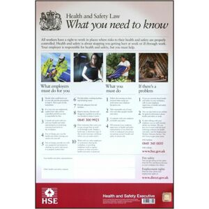 Health & safety law poster pvc 420MM x 594MM - - Beeswift