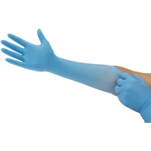 Ansell - TouchNTuff 93-163 Disposable Nitrile Gloves, Extra Long Cuff, Size 8.5-9 - Blue