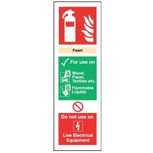 Sitesafe - Foam Fire Extinguisher Rigid pvc Sign - 100 x 300mm