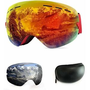 Otg Ski Goggles, Ski Mask Anti-fog and Windproof Goggles for Men, Women and Youth, uv 400 Protection, Detachable Spherical Goggles Red - Langray