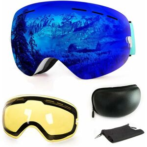 LangRay Ski Goggles OTG, Ski Mask Anti-fog and Windproof Goggles for Men, Women and Youth, UV 400 Protection, Detachable Spherical Goggles black