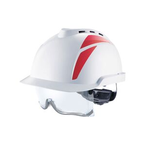 MSA - V-GARD 930 VENTED HELMET WHITE W/ INTEGRATED SPEC RED STICKER - White/Red - White/Red