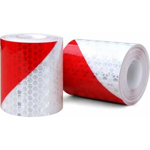 Aougo - Reflective Tape, 2pcs 3m x 50mm Prismatic Waterproof Angled Shape Safety Warning Tape Roll Vinyl Self Adhesive Safety Adhesive Tape