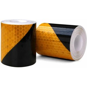 Aougo - Reflective Tape, 2pcs 3m x 50mm Prismatic Waterproof Angled Shape Safety Warning Tape Roll Vinyl Self Adhesive Safety Adhesive Tape