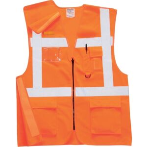 Portwest Hi-vis Waistcoat, Unisex, Orange, Polyester, Closure Zipper, S - Orange