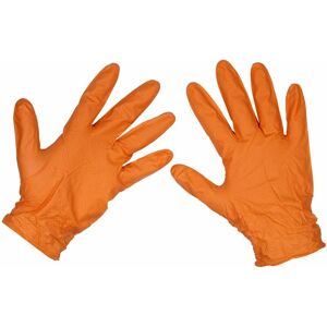 Sealey - Orange Diamond Grip Extra-Thick Nitrile Powder-Free Gloves X-Large - Pack of 50 SSP56XL