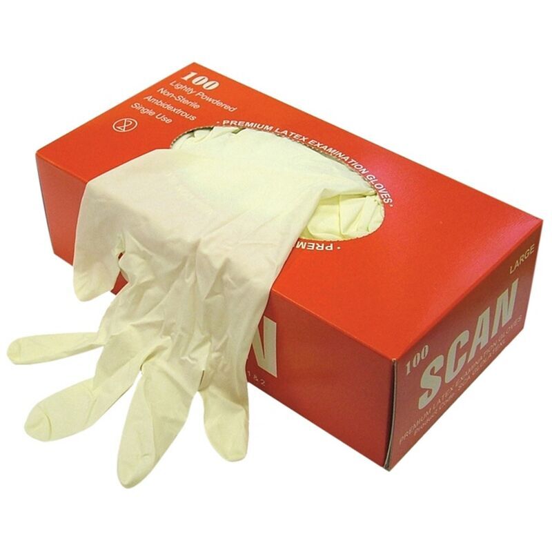 Scan - Latex Gloves Box 100 Large Disposable Gloves scaglolatexl
