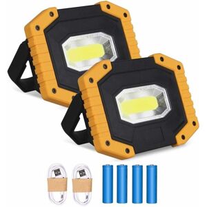 ZVD - 30W 2000LM Rechargeable led Work Light - with 4 x 18650 Battery, 3 Modes, Portable usb led Floodlight for Camping, Garage, Workshop (2 Pack)