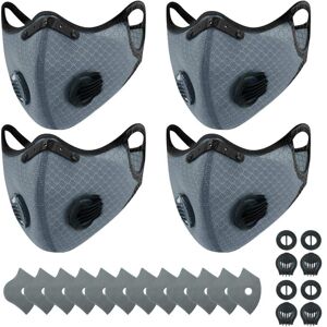 SERBIA 4 masques anti-poussière de sport + 12 filtres à charbon actif, réutilisables, respirants, activités de plein air, travail du bois, tonte et course, SERBIA 4 masques anti-poussière de sport + 12 filtres à charbon actif, réutilisables, respirants, activités de plein air, travail du bois, tonte et course,