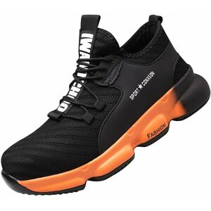 EURITECSA Chaussures de Sécurité pour Homme Femme, Standard S1 Embout Acier Respirant Chaussures de Travail Légère Chantiers et Industrie Basket - Noir Orange EURITECSA Chaussures de Sécurité pour Homme Femme, Standard S1 Embout Acier Respirant Chaussures de Travail Légère Chantiers et Industrie Basket - Noir Orange