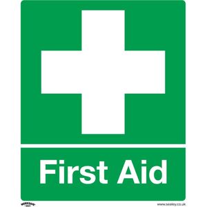 Sealey - Worksafe Safety Sign - First Aid - Self-adhesive Vinyl, Pack of 10 Sealey - Worksafe Safety Sign - First Aid - Self-adhesive Vinyl, Pack of 10