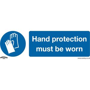 SS6V10 Worksafe® Hand Protection Must Be Worn Safety Sign, Self-Adhesive Vinyl - Pack of 10 - Sealey SS6V10 Worksafe® Hand Protection Must Be Worn Safety Sign, Self-Adhesive Vinyl - Pack of 10 - Sealey