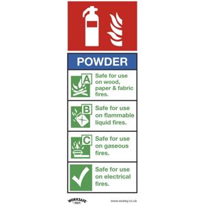 SS52V10 Worksafe® Powder Fire Extinguisher Safety Sign, Self-Adhesive Vinyl - Pack of 10 - Sealey SS52V10 Worksafe® Powder Fire Extinguisher Safety Sign, Self-Adhesive Vinyl - Pack of 10 - Sealey