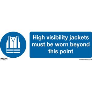 Sealey - SS9V10 Worksafe® High Visibility Jackets Must Be Worn Beyond This Point Safety Sign, Self-Adhesive Vinyl - Pack of 10 Sealey - SS9V10 Worksafe® High Visibility Jackets Must Be Worn Beyond This Point Safety Sign, Self-Adhesive Vinyl - Pack of 10
