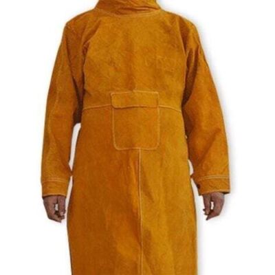 Cowhide Leather Flame-Resistant Welding Apron, Long Coat, Protective Clothing, Welder's Suit, Durable Leather, Extra Protection, 105 cm (Yellow) Cowhide Leather Flame-Resistant Welding Apron, Long Coat, Protective Clothing, Welder's Suit, Durable Leather, Extra Protection, 105 cm (Yellow)