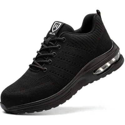 SNQ Men's and Women's Lightweight Safety Shoes, Breathable and Comfortable Work Shoes with Steel Toe Cap, Black, Size 43 SNQ Men's and Women's Lightweight Safety Shoes, Breathable and Comfortable Work Shoes with Steel Toe Cap, Black, Size 43