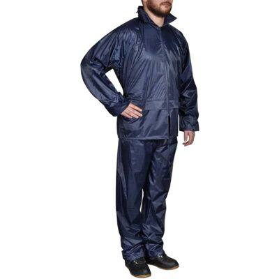 vidaXL Men's Blue 2-Piece Rain Suit with Hood XXL - Rain Suit vidaXL Men's Blue 2-Piece Rain Suit with Hood XXL - Rain Suit